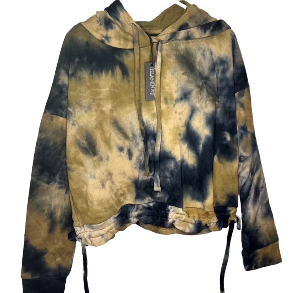 BLANKNYC Green Navy Tie Dye Cropped Hoodie Size Large NWT - Picture 2 of 6